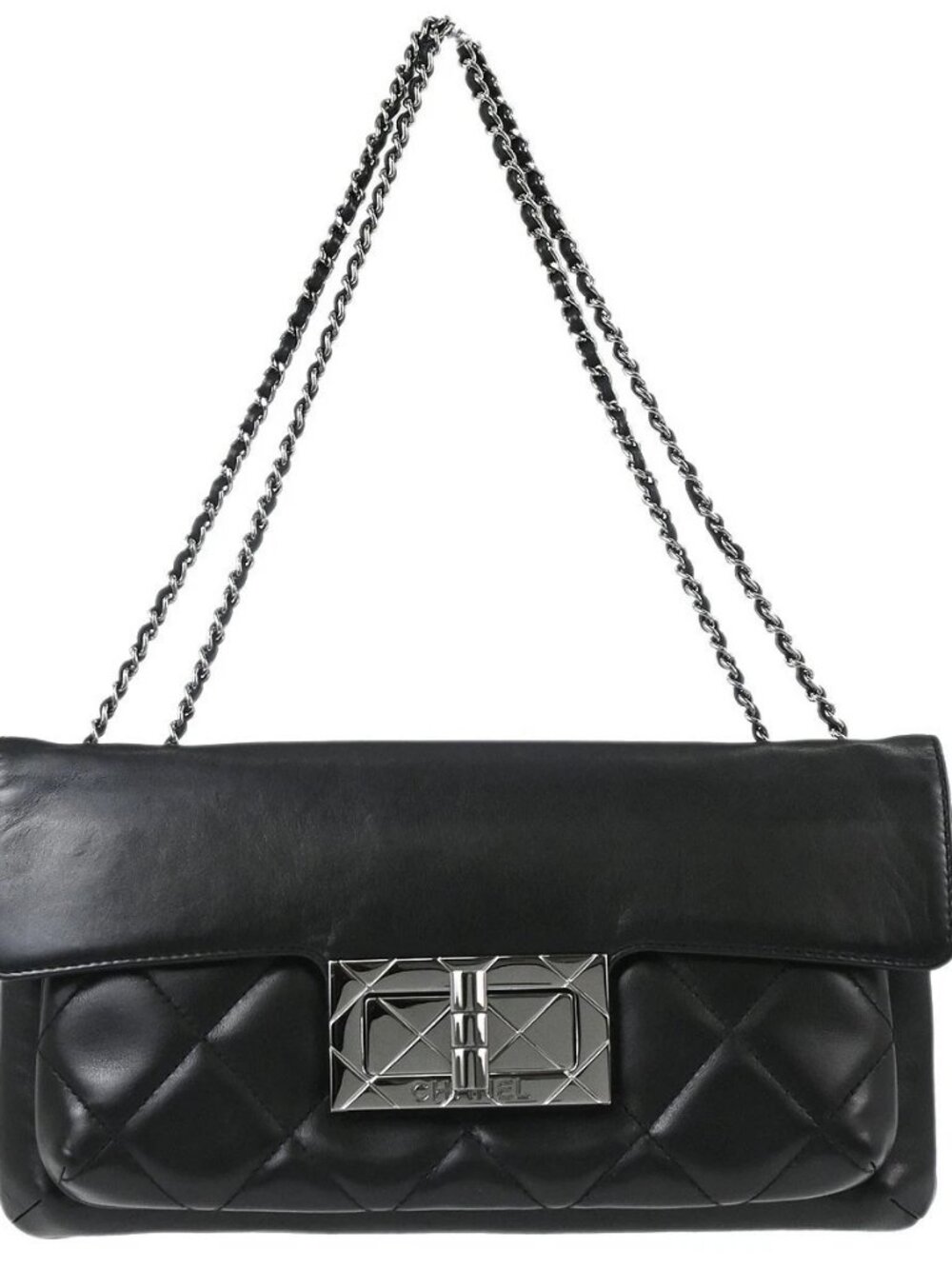 Chanel Black Lambskin Mademoiselle Lock Shoulder Bag 167396